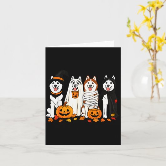 Funny Husky Ghost Dogs Halloween Dog Soky  Kaart (Gele Bloem)