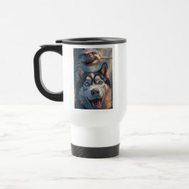 Funny Husky Shark Chase Travel Mug Reisbeker