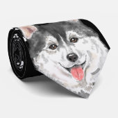 Funny Husky stropdassen met Dog Paws Stps Pet Blac (Opgerold)