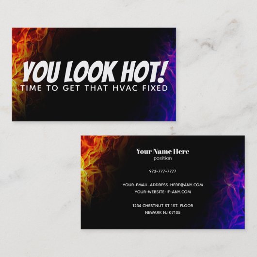Funny HVAC slogans visitekaartjes (Voorkant / Achterkant)