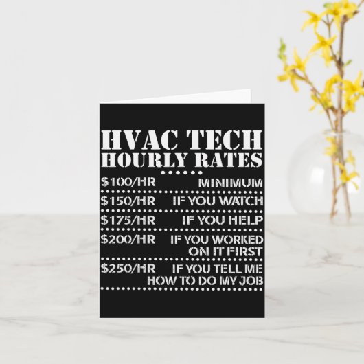 Funny Hvac Tech Hourly Rate Chart Men Women  Kaart (Gele Bloem)