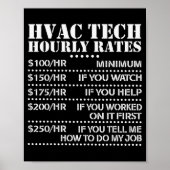 Funny Hvac Tech Hourly Rate Chart Men Women  Poster (Voorkant)