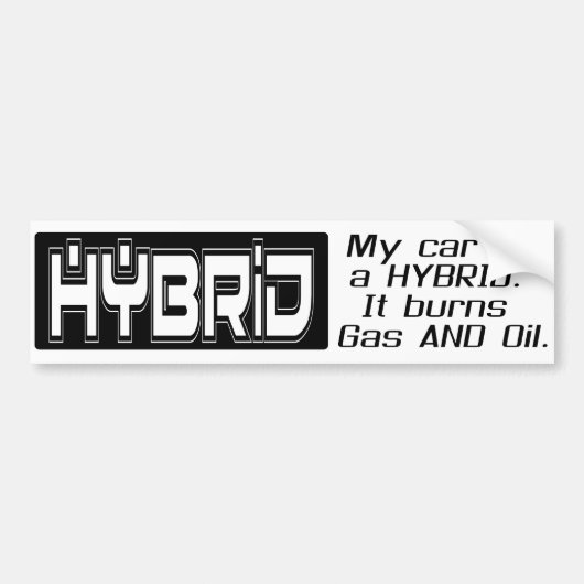 Funny HYBRID CAR Bumpersticker (Voorkant)
