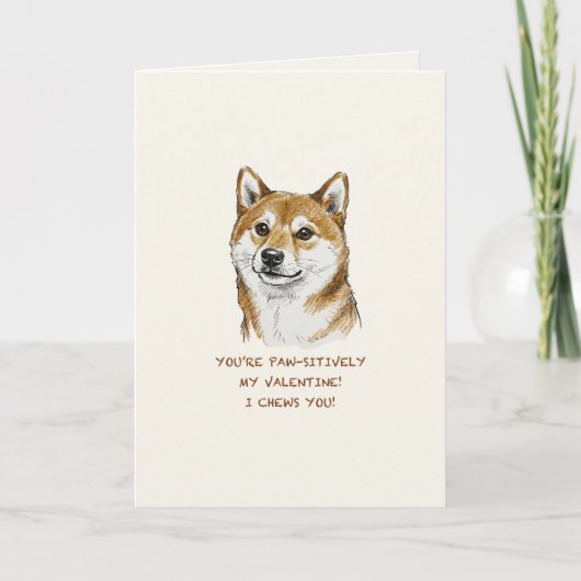 Funny "I Chews You" Shiba Inu Valentine's Day Art Kaart (Voorkant)