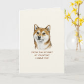 Funny "I Chews You" Shiba Inu Valentine's Day Art Kaart (Gele Bloem)