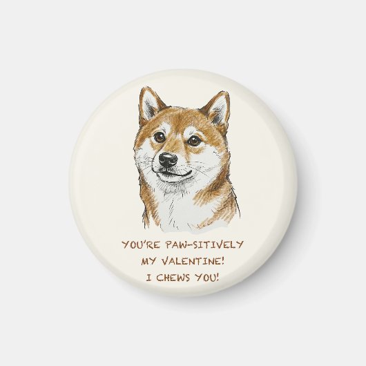 Funny "I Chews You" Shiba Inu Valentine's Day Art Magneet (Voorkant)