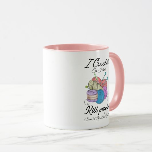 Funny I Crochet Save A Life Yarn Art Mok (Voorkant rechts)