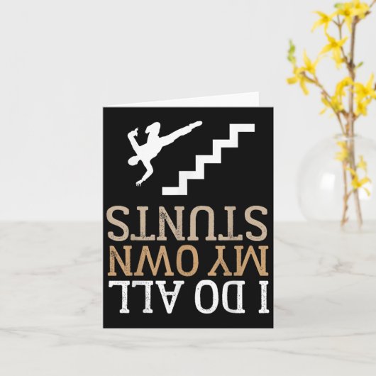 Funny I Do All My Own Stairs Stunts Ide Down Kaart (Gele Bloem)