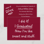 Funny I Graduated Graduated Party Invitation Kaart (Voorkant / Achterkant)