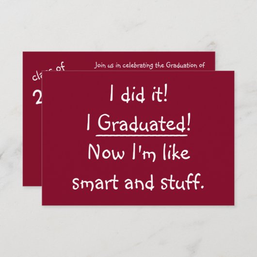 Funny I Graduated Graduated Party Invitation Kaart (Voorkant / Achterkant)