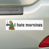Funny I Hate Mornings Sloth Cartoon Bumpersticker (Op auto)