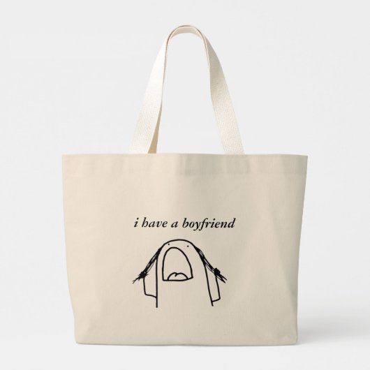 Funny I Have a Boyfriend Tote Bag Cute Minima Girl (Achterkant)