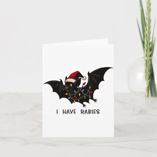 Funny I Have Rabies Christmas Bat Matching Holiday Kaart (Voorkant)