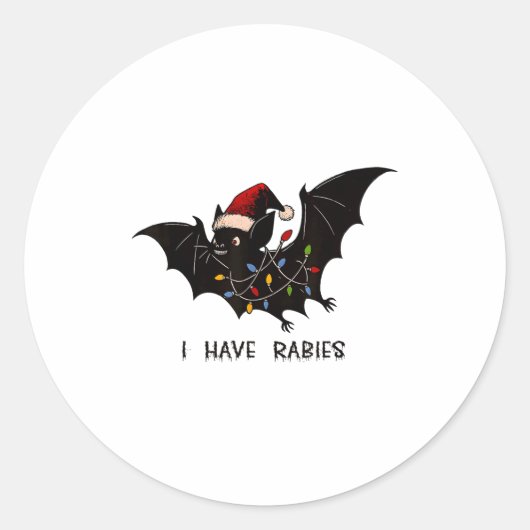 Funny I Have Rabies Christmas Bat Matching Holiday Ronde Sticker (Voorkant)