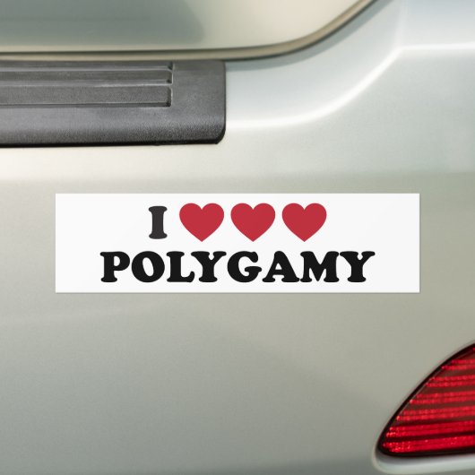 Funny I Heart Polygamy Bumpersticker (Op auto)
