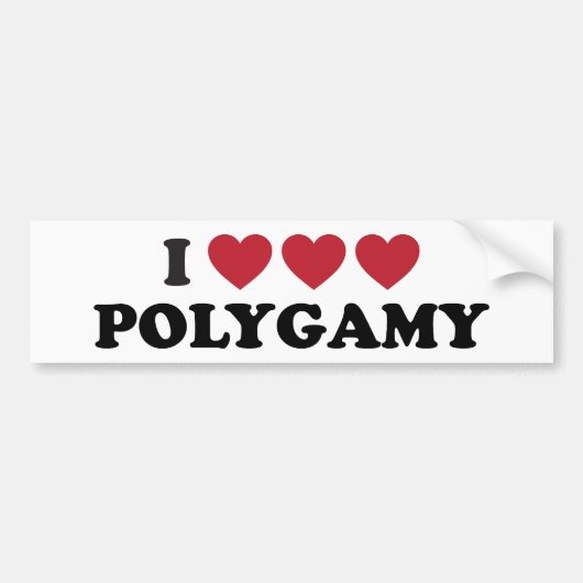 Funny I Heart Polygamy Bumpersticker (Voorkant)