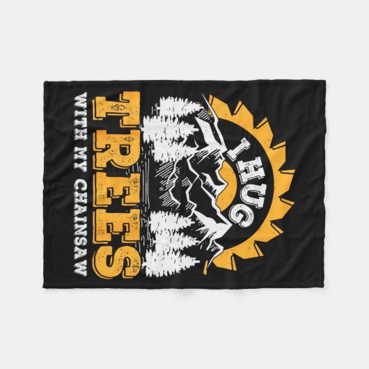 Funny I Hug Trees Chainsaw Logger Mountain Design Fleece Deken (Voorkant (Horizontaal))