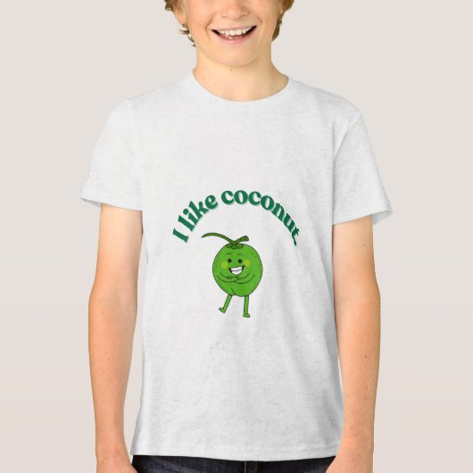 Funny "I Like Coconuts" Kids T-Shirt – Cute Green (Voorkant)