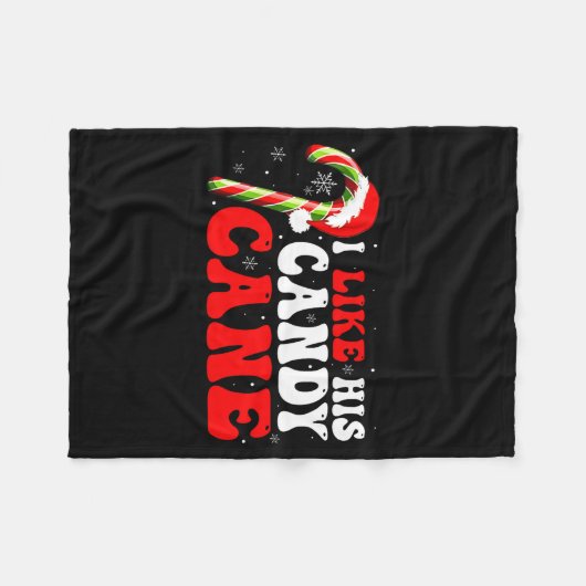 Funny I Like His Candy Cane Couples Matching Chris Fleece Deken (Voorkant (Horizontaal))