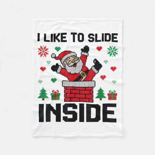 Funny I Like To Slide Inside Santa Ugly Christmas  Fleece Deken (Voorkant)