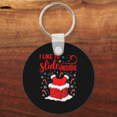 Funny I Like To Slide Inside Santa Ugly Christmas Sleutelhanger (Voorkant)