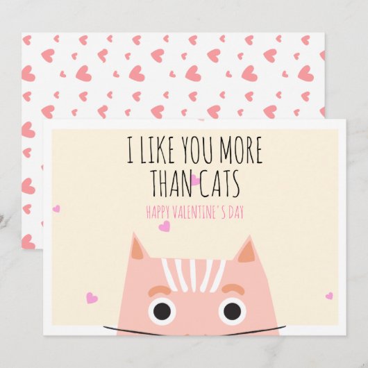 Funny I Like You More Than Cats Valentine's Day  Feestdagenkaart (Voorkant / Achterkant)