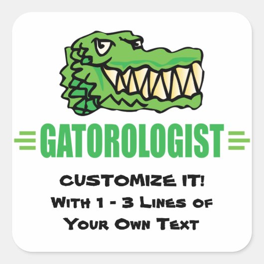 Funny I Love Alligators Vierkante Sticker (Voorkant)