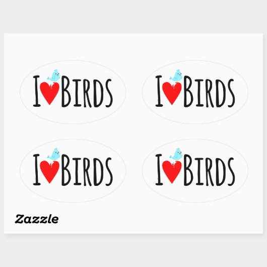  Funny I Love Birds  Ovale Sticker (Vel)