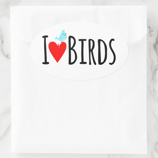  Funny I Love Birds  Ovale Sticker (Tas)