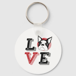 Funny I Love Boston Terrier I Heart My Hondenliefh Sleutelhanger