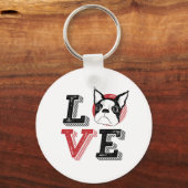 Funny I Love Boston Terrier I Heart My Hondenliefh Sleutelhanger (Voorkant)