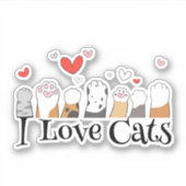 Funny I Love Cats Sticker (Voorkant)