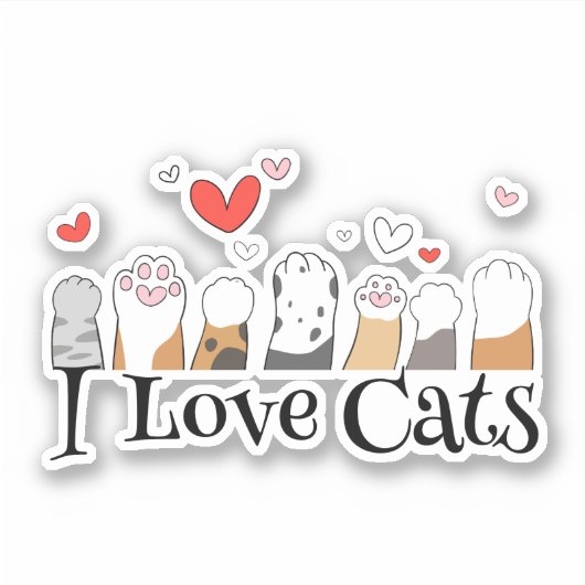 Funny I Love Cats Sticker (Voorkant)