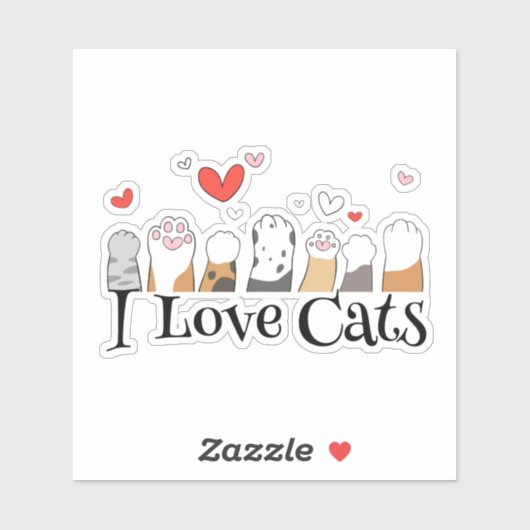 Funny I Love Cats Sticker (Vel)