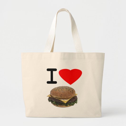 Funny I Love Cheeseburgers Grote Tote Bag (Voorkant)