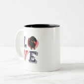 Funny I Love Dachshund I Heart My Dog Puppy Lover Tweekleurige Koffiemok (Voorkant links)