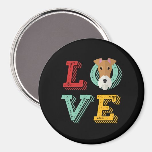 Funny I Love Fox Terrier I Heart Dog Puppy Lover Magneet (Voorkant / Achterkant)
