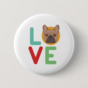 Funny I love French Bulldog I Heart my Hondenliefh Ronde Button 5,7 Cm
