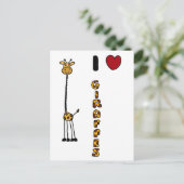 Funny I Love Giraffe cartoon Briefkaart (Staand voorkant)