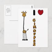 Funny I Love Giraffe cartoon Briefkaart (Voorkant / Achterkant)