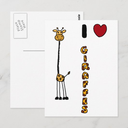 Funny I Love Giraffe cartoon Briefkaart (Voorkant / Achterkant)