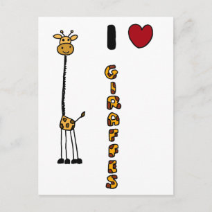 Funny I Love Giraffe cartoon Briefkaart