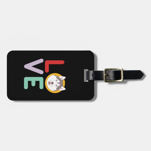 Funny I love Husky I Heart My Dog Puppy Lover Bagagelabel (Voorkant horizontaal)