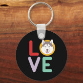Funny I love Husky I Heart My Dog Puppy Lover Sleutelhanger (Voorkant)