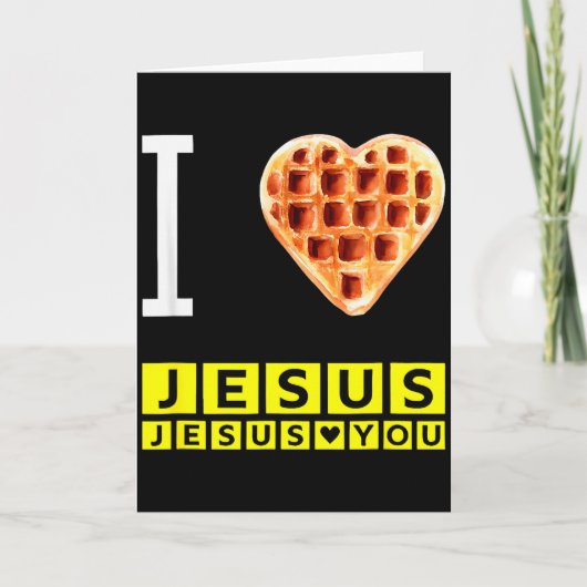 Funny I Love Jesus Waffle Heart Christian Breakfas Kaart (Voorkant)