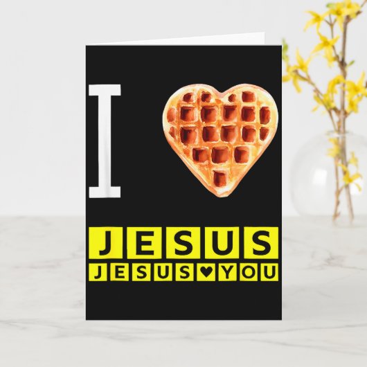 Funny I Love Jesus Waffle Heart Christian Breakfas Kaart (Gele Bloem)