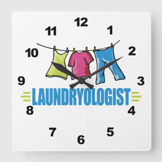 Funny I Love Laundry Vierkante Klok (Voorkant)