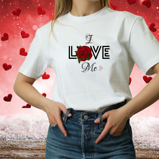 Funny I Love Me Red Rose Anti-Valentijnsdag T-shirt