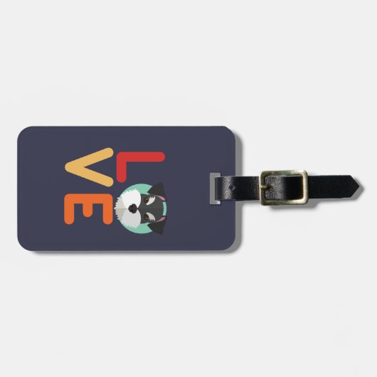 Funny I Love Miniature Schnauzer I Heart Hondenlie Bagagelabel (Voorkant horizontaal)