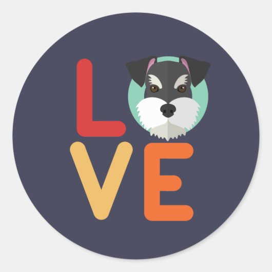 Funny I Love Miniature Schnauzer I Heart Hondenlie Ronde Sticker (Voorkant)